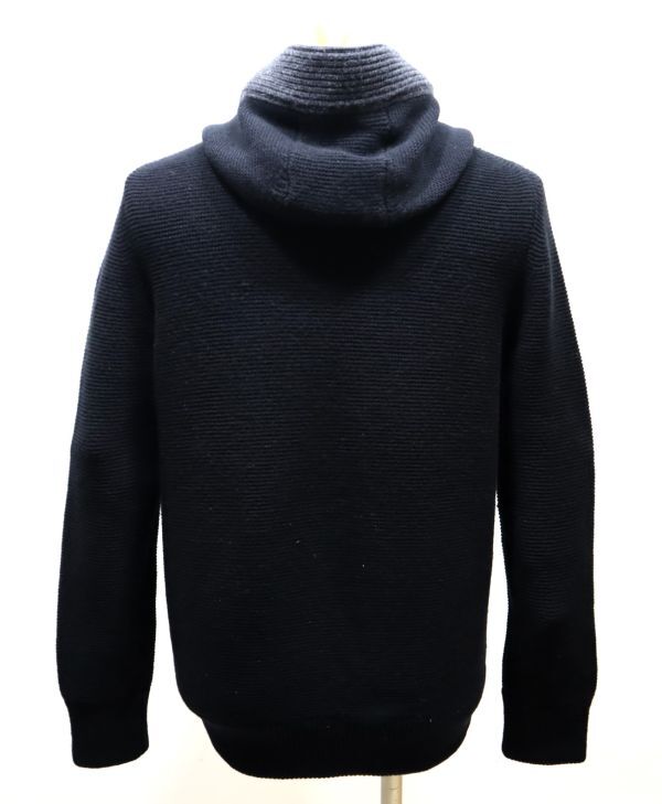 正規品 MONCLER MAGLIONE TRICOT CARDIGAN ニットジップパーカー 19445800 モンクレール KNIT FOODIE ウール ブラック グレー M JZ-16の画像7