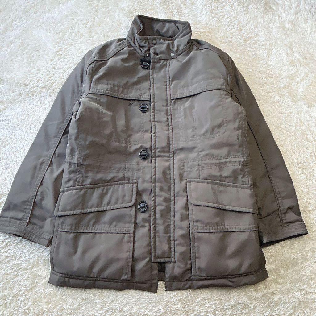 UNIQLO PREMIUM DOWN JACKET/ユニクロ ダウンコート カーキ色 メンズ L フルファスナー 多収納 ダウンジャケット ミリタリー_画像2