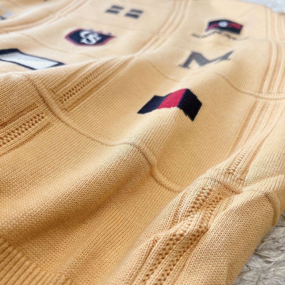 Munsingwear/マンシングウェア メンズセーター ロゴ刺繍ワッペン イエローオレンジ 日本製 ゴルフウェア（2121）_画像6