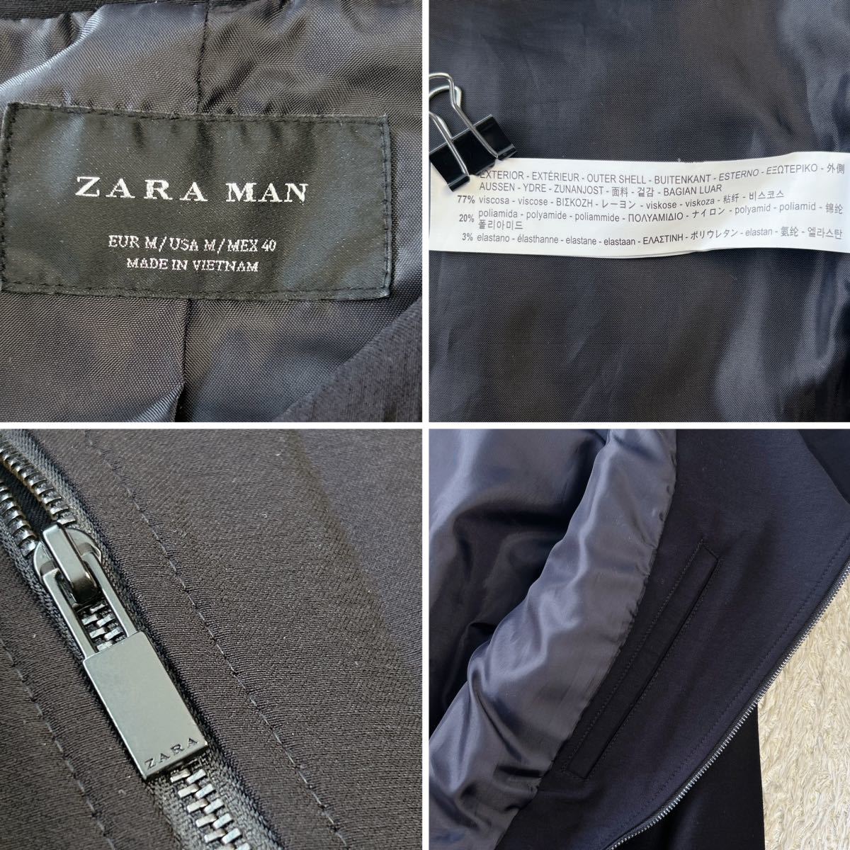 ZARA MAN/ザラマン アシンメトリーコート ジップアップ ストレッチ シェイプ 黒 ブラック M メンズ ユニセックス_画像10