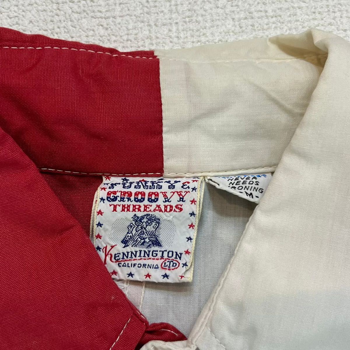 h333 70 年代 ケニントン アメリカ 国旗 クレイジー パターン スター シャツ vintage ビンテージ USA 70s KENNINGTON 星 crazy shirt_画像8