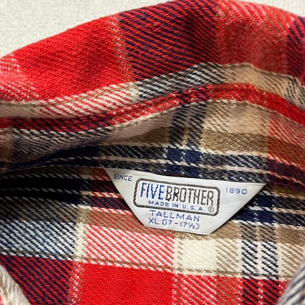 h377 80 年代 アメリカ 製 FIVE BROTHERS ヘビー チェック 柄 ネル シャツ XL 赤 ファイブブラザーズ vintage ビンテージ 80s usa