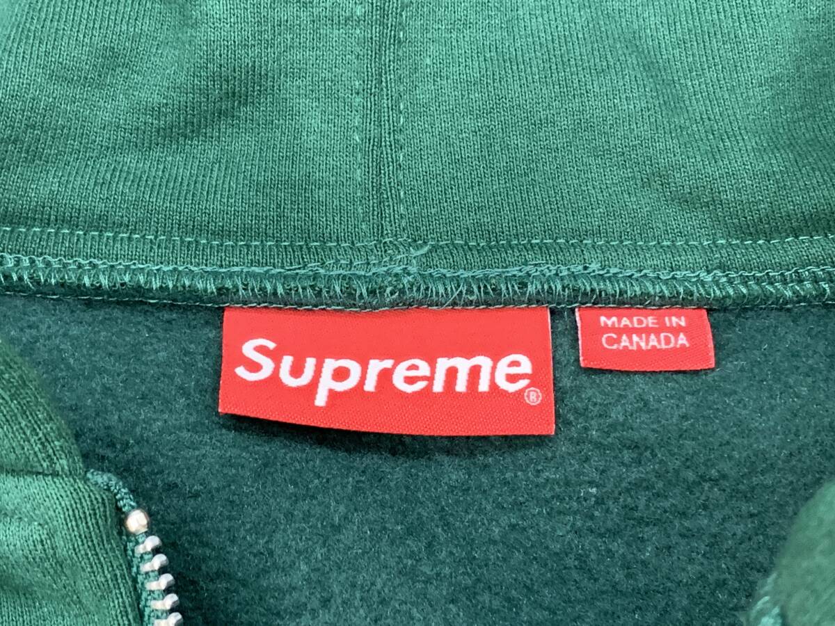 131-KM2646-120s Supreme シュプリーム 23FW S Logo Zip Up Hooded Sweatshirt Sロゴ ジップアップ スウェット パーカー ダークグリーン M_画像4