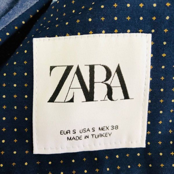 ザラ　ZARA　スーツ　テーラードジャケット　S　ブルー　ストレッチ　センターベンド　コットン　綿　ブレザー　メンズ_画像3