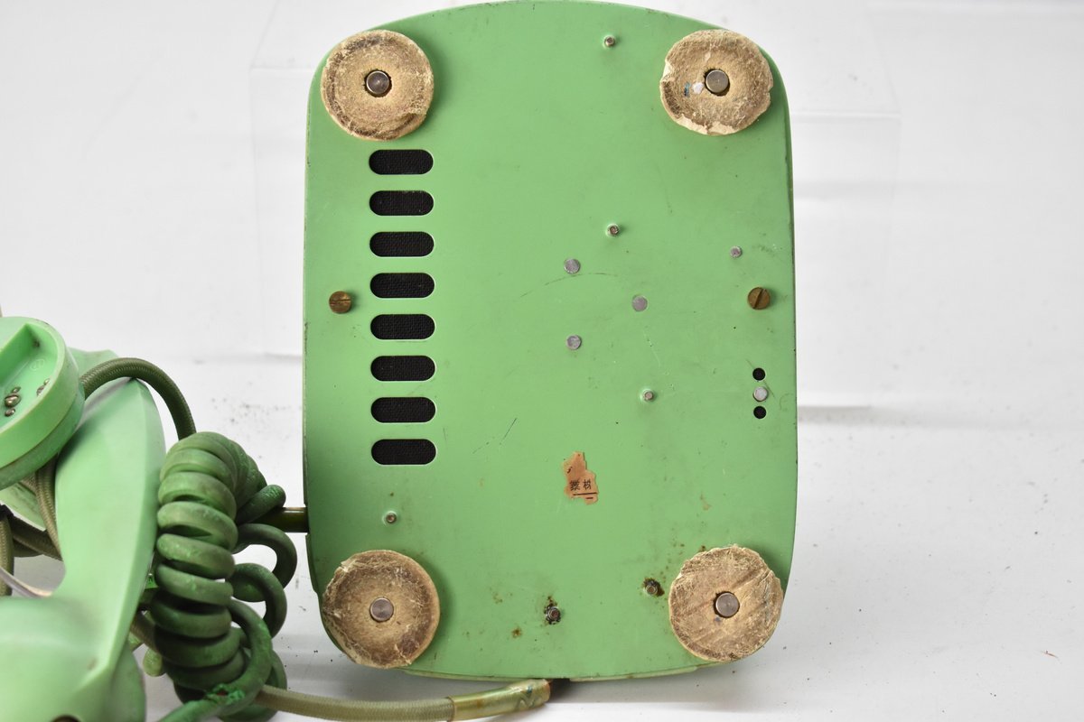 希少カラー 沖電気 4号A自動式 電話機 わかくさ色 [OKI][黒電話][ダイヤル][緑][グリーン][ビンテージ][当時物]H_画像6