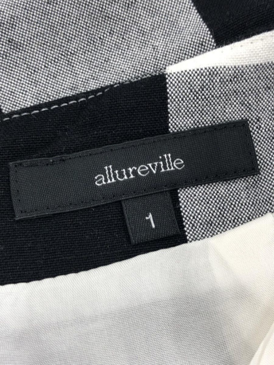 allureville アルアバイル リネン混 ブロックチェック タイト スカート size1/黒×白 ■◇ ☆ eac9 レディース_画像5