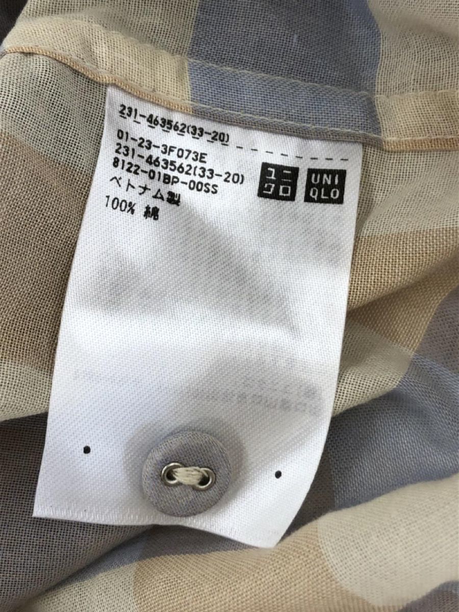 美品 UNIQLO INES DE LA FRESSANGE ユニクロ イネス タグ付き チェック シアー シャツ sizeM/ベージュ系 ■◇ ☆ eac9 レディース_画像6