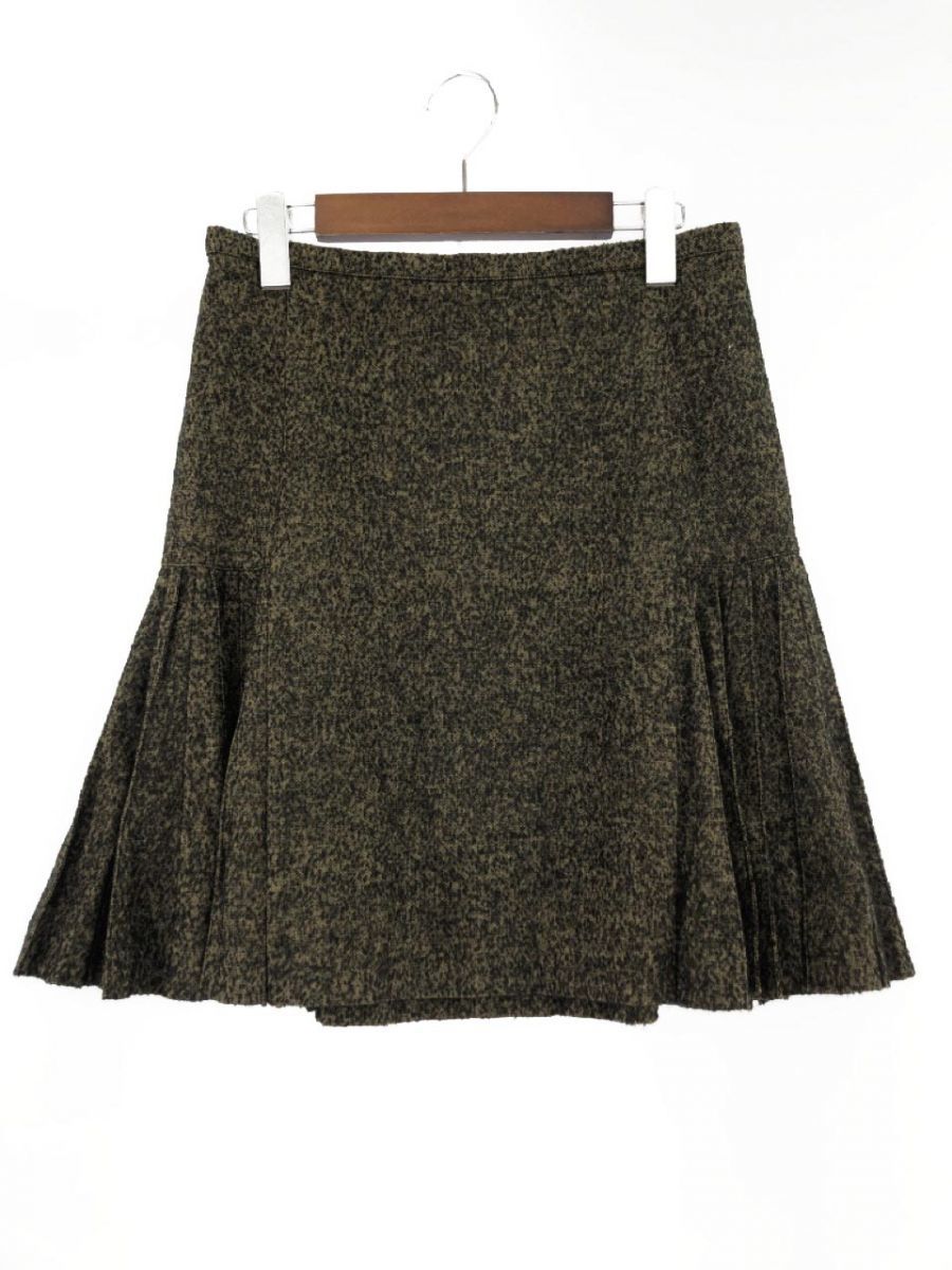 iBLUESi blues wool . tuck A line trapezoid skirt size42/ light brown group *# * eba5 lady's 