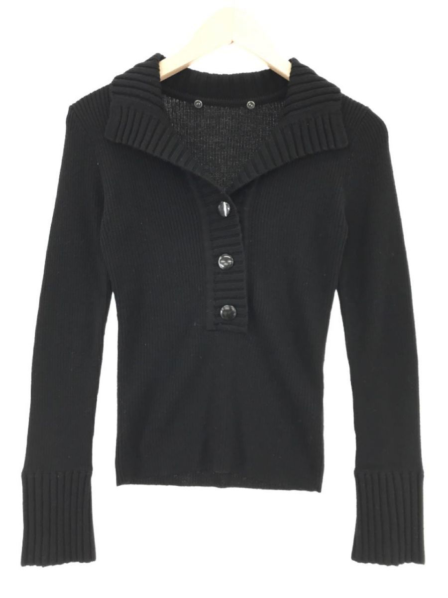 Reflect Reflect wool 100% knitted sweater size9/ black *# * eba5 lady's 