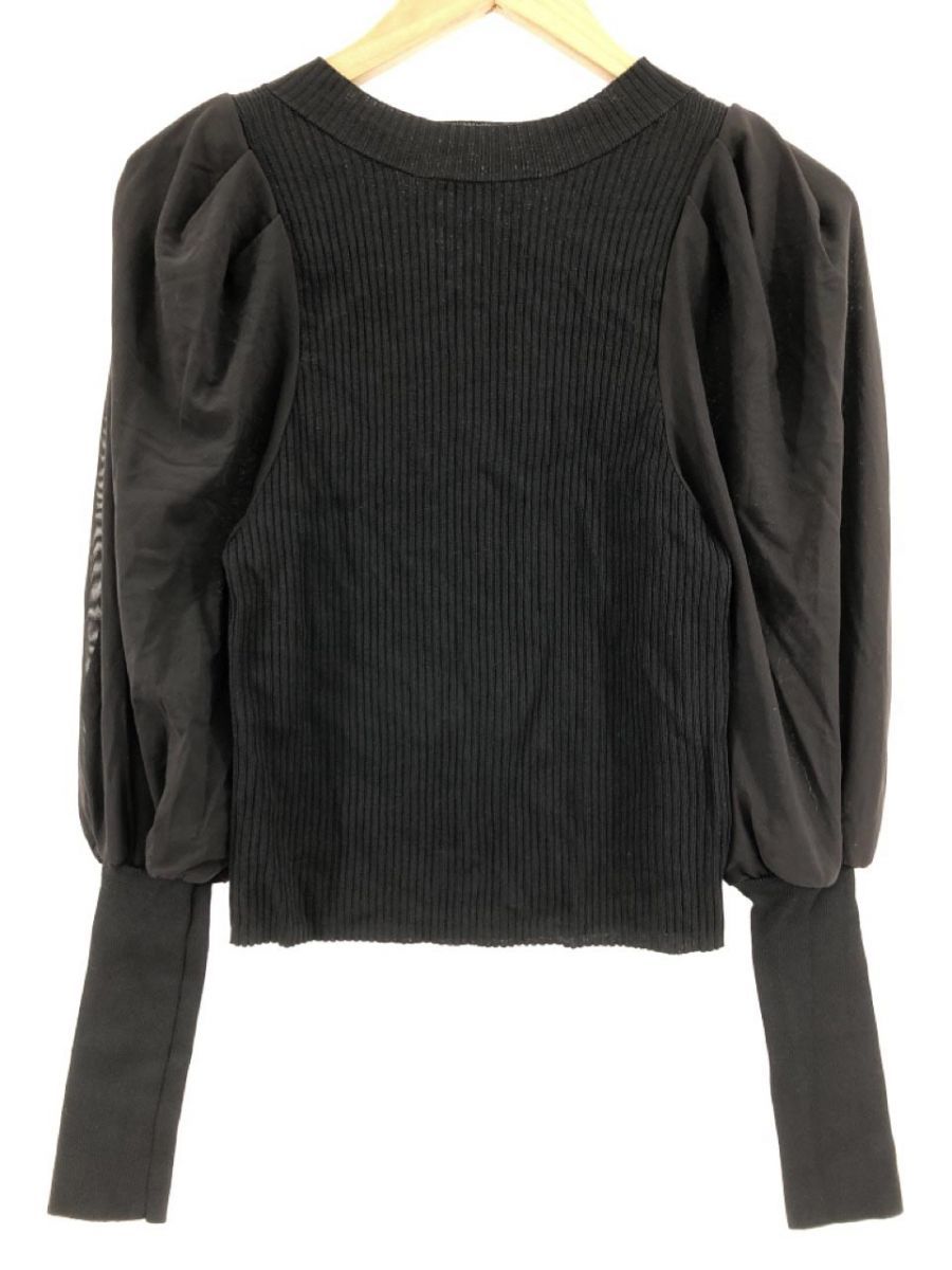 JEANASIS Jeanasis chu-rudo King power shoulder knitted sweater sizeF/ black #* * eba5 lady's 