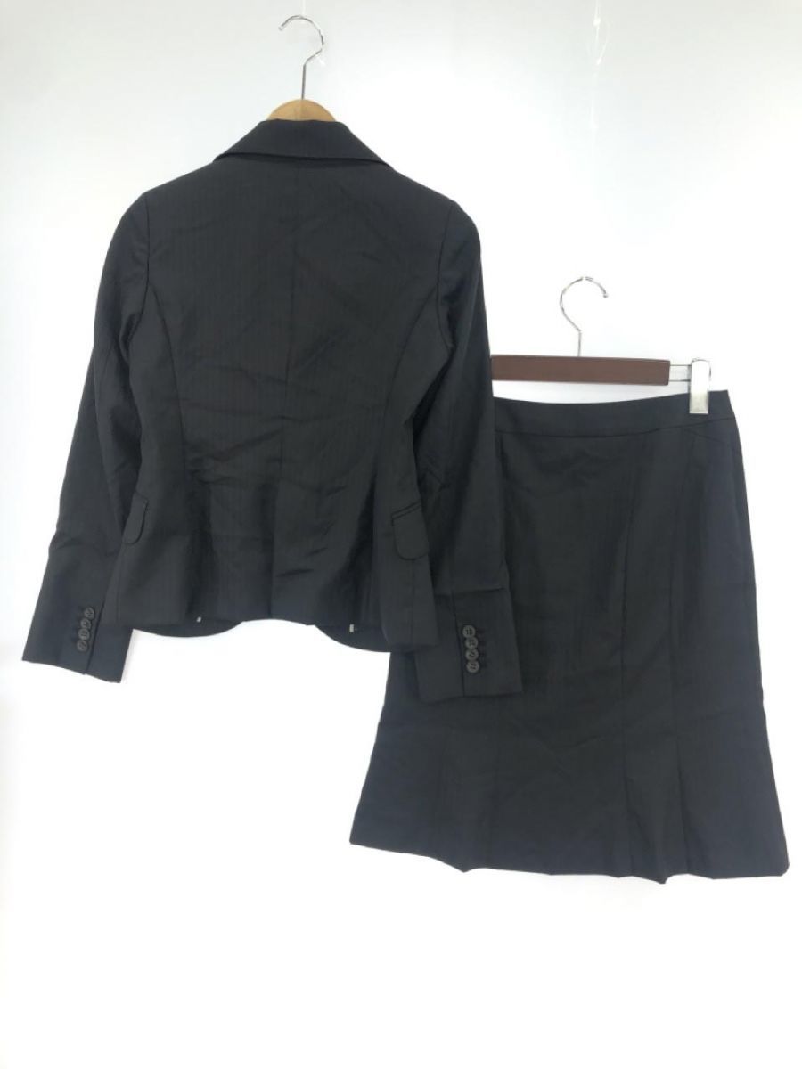 INED Ined wool . stripe setup jacket skirt suit size on 7 under 9/ black *# * eba5 lady's 