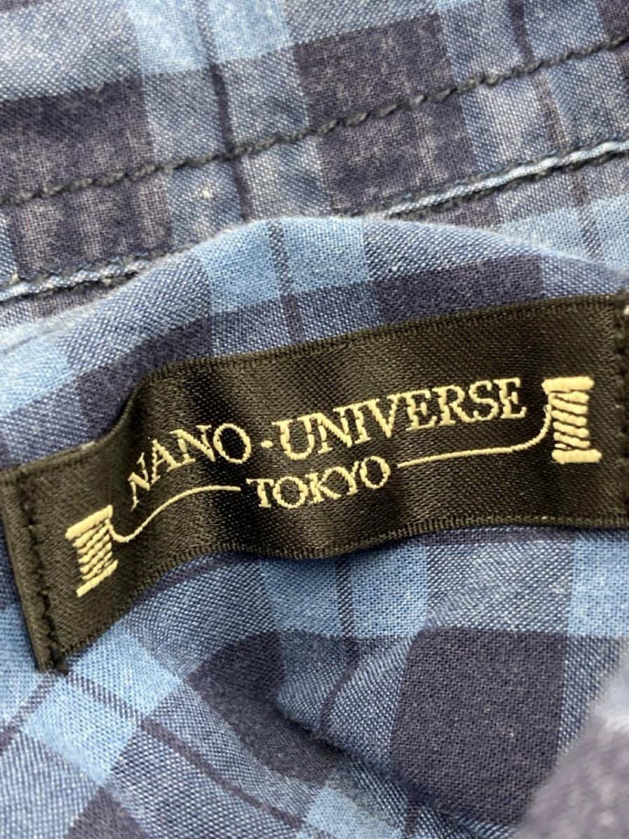 nano universe ナノユニバース チェック シャツ sizeM/ブルー系 ■■ ☆ ebb3 レディース_画像6