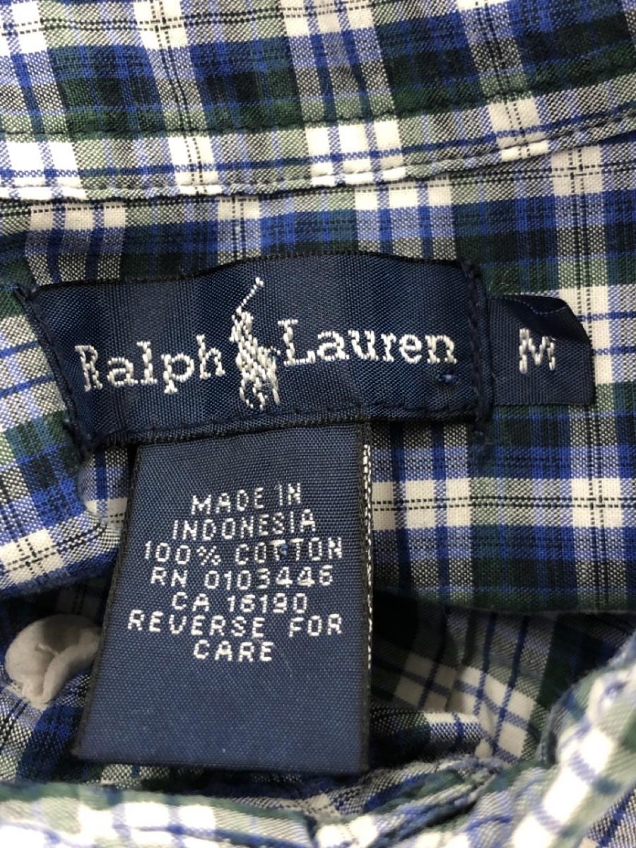 ゆうパケットOK Ralph Lauren ラルフローレン チェック シャツ sizeM/青×緑 ■■ ☆ ebb3 メンズ_画像5