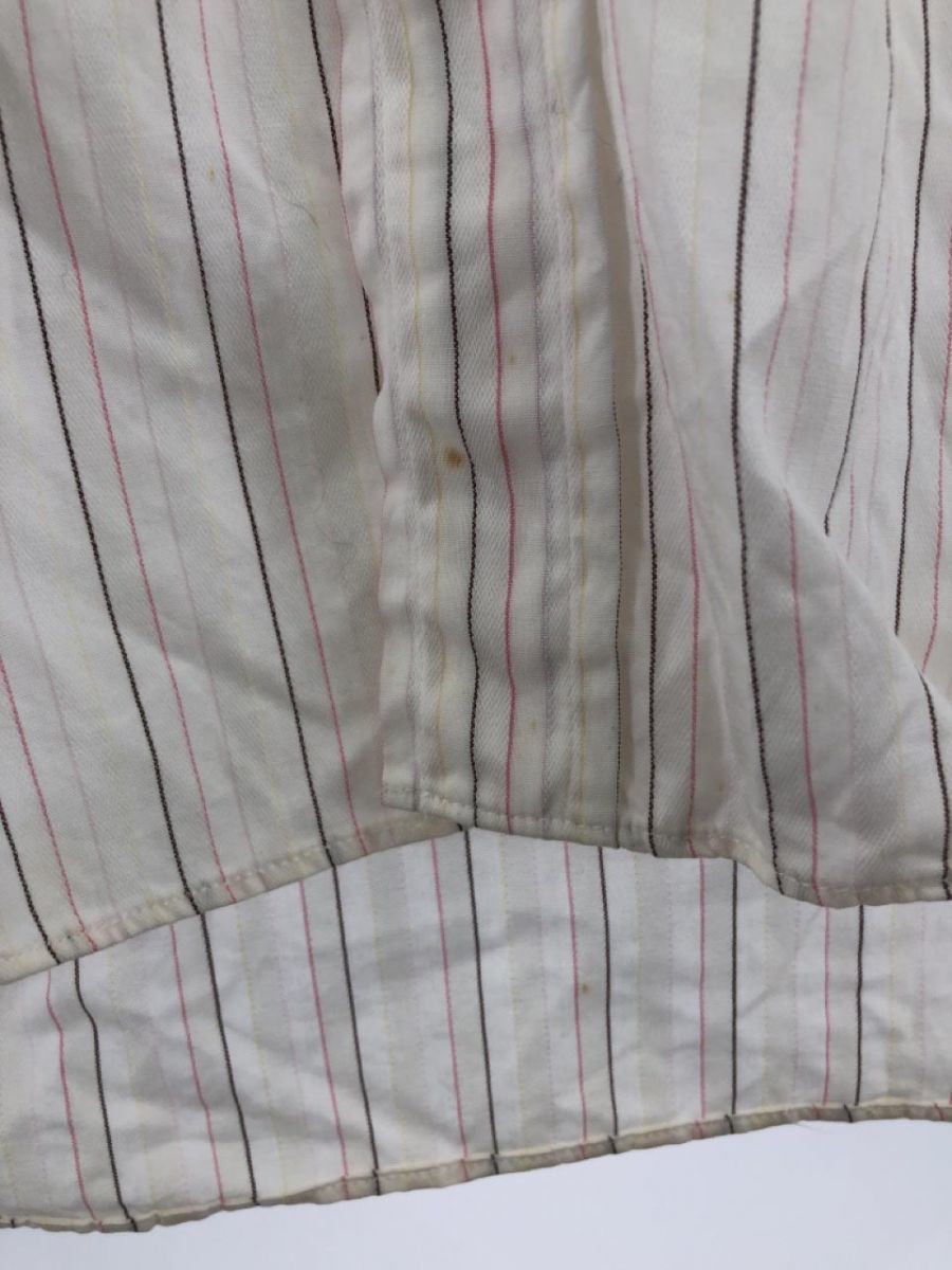 TAKEO KIKUCHI Takeo Kikuchi stripe pattern shirt size3/ white series ## * ebb3 men's 