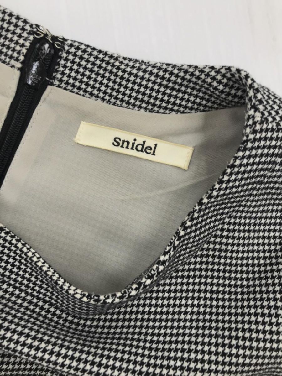 snidel スナイデル 千鳥柄 ノースリーブ ワンピース size1/黒系 ■◆ ☆ ebb3 レディース_画像6