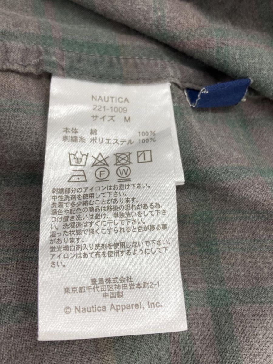 NAUTICA ノーティカ チェック シャツ sizeM/グレー×緑 ■◇ ☆ ebb3 メンズ_画像5