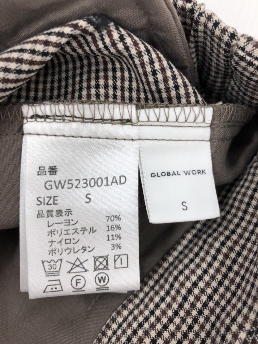 ゆうパケットOK GLOBAL WORK グローバルワーク チェック トラウザー パンツ sizeS/ブラウン ■■ ☆ ebb9 レディース_画像5