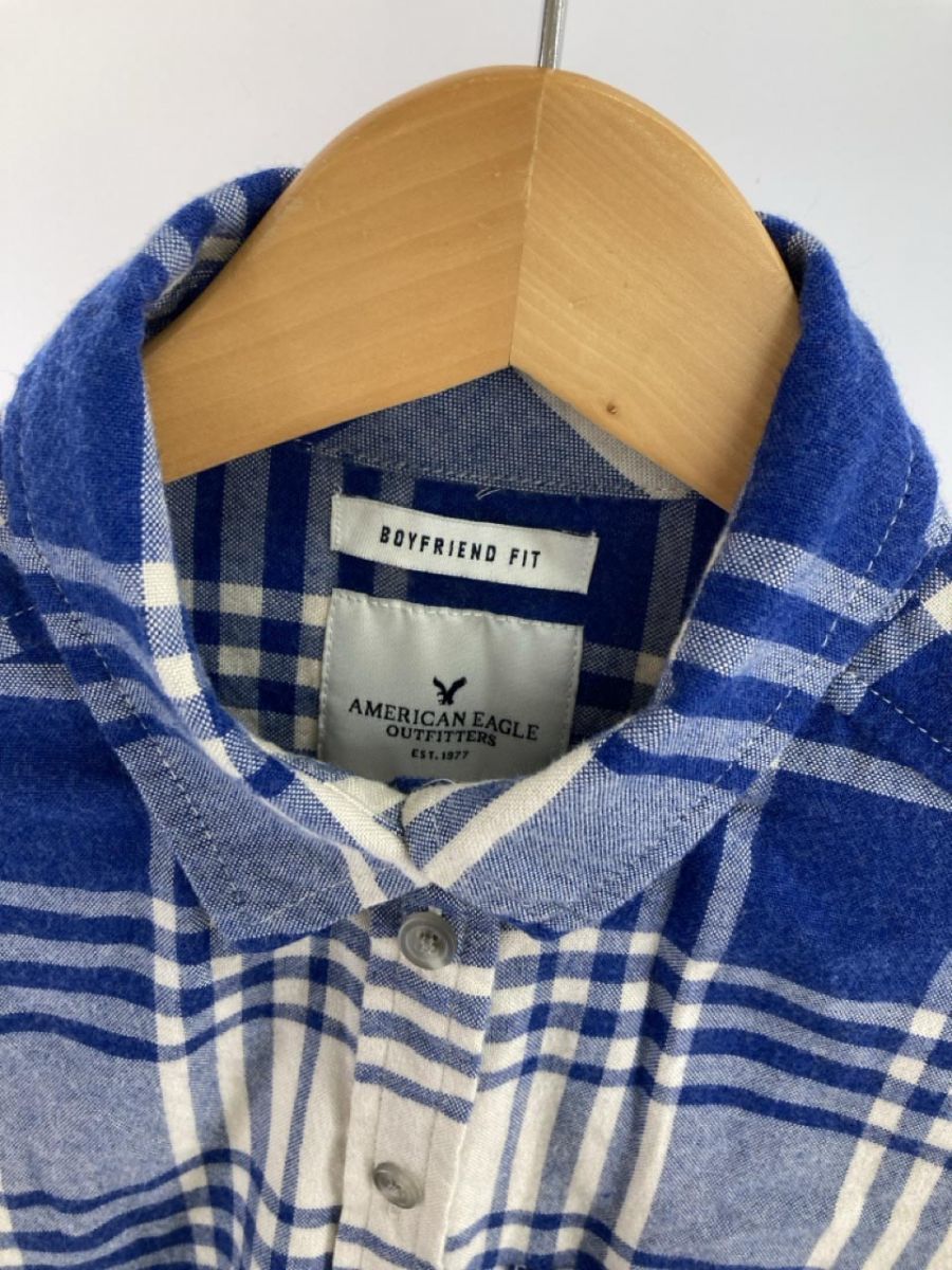 AMERICAN EAGLE アメリカンイーグル チェック柄 シャツ sizeXS/青系 ■■ ☆ ebc6 レディース_画像2