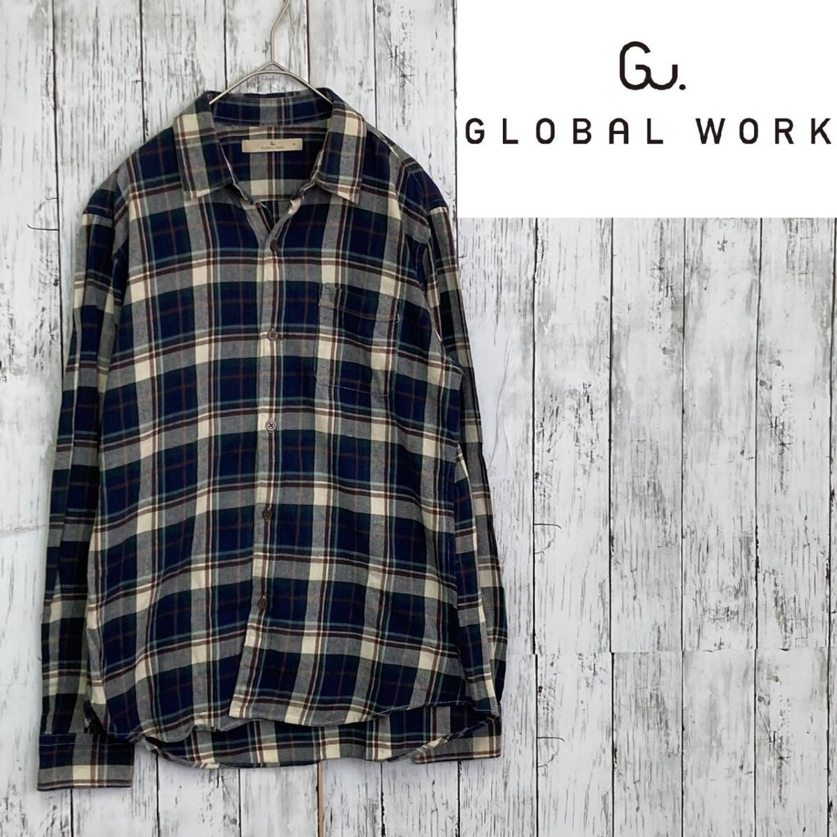 GLOBAL WORK★グローバルワーク★コットン チェック シャツ★サイズM　85-35_画像1