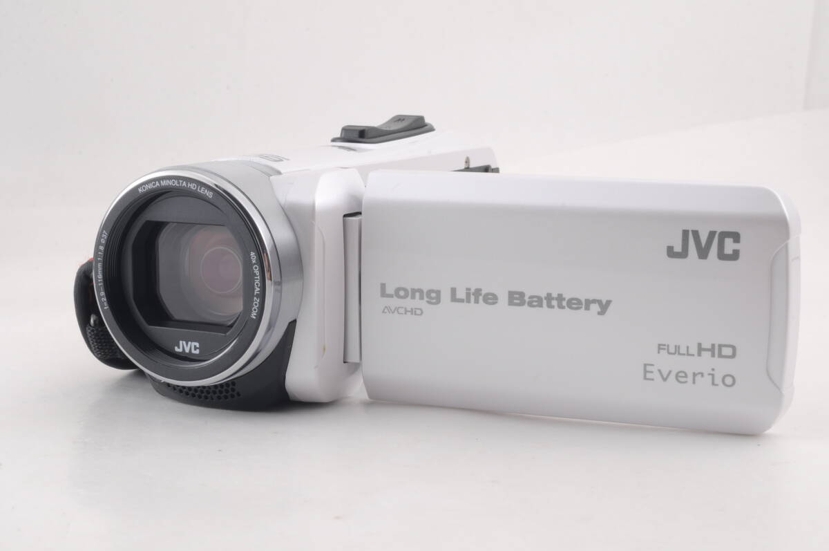 動作品 JVC Everio エブリオ GZ-F200-W FULL HD 白 ホワイト ビクター デジタルビデオカメラ 管K6051_画像1