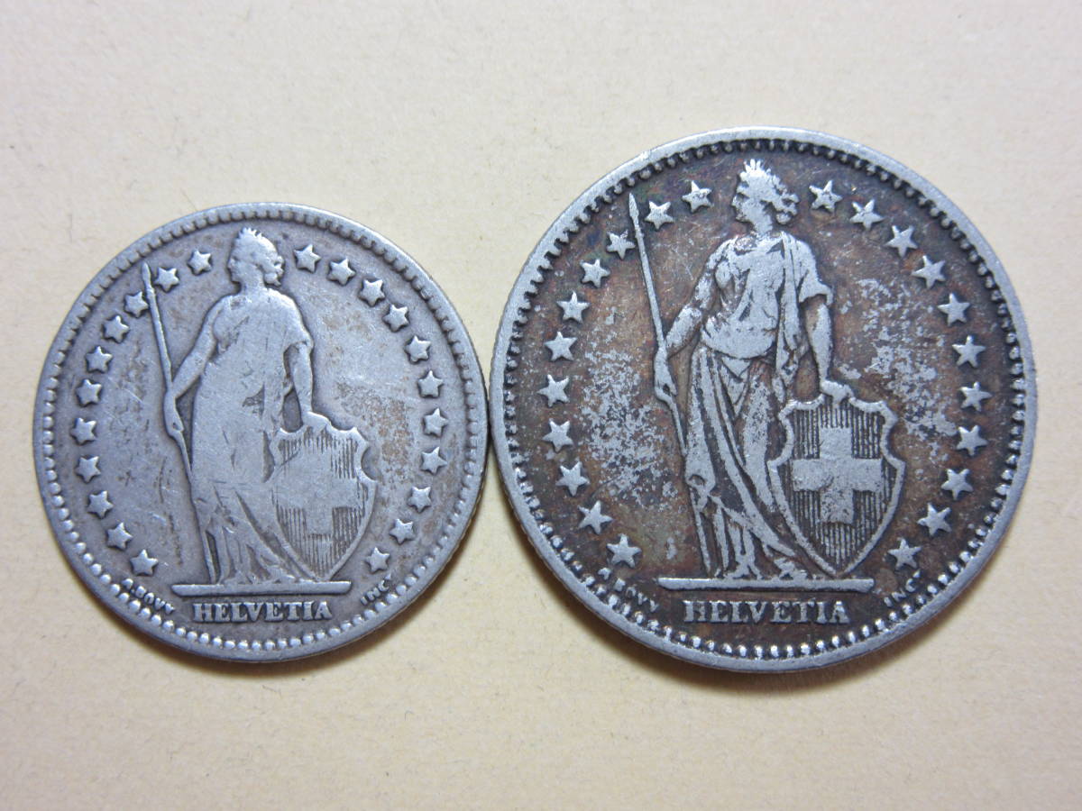 １０、スイス　１・２Fr銀貨　２枚　１４，７３ｇ_画像2