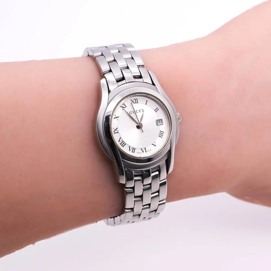 人気》GUCCI 腕時計 シルバー レディース デイト 5500L f - 時計