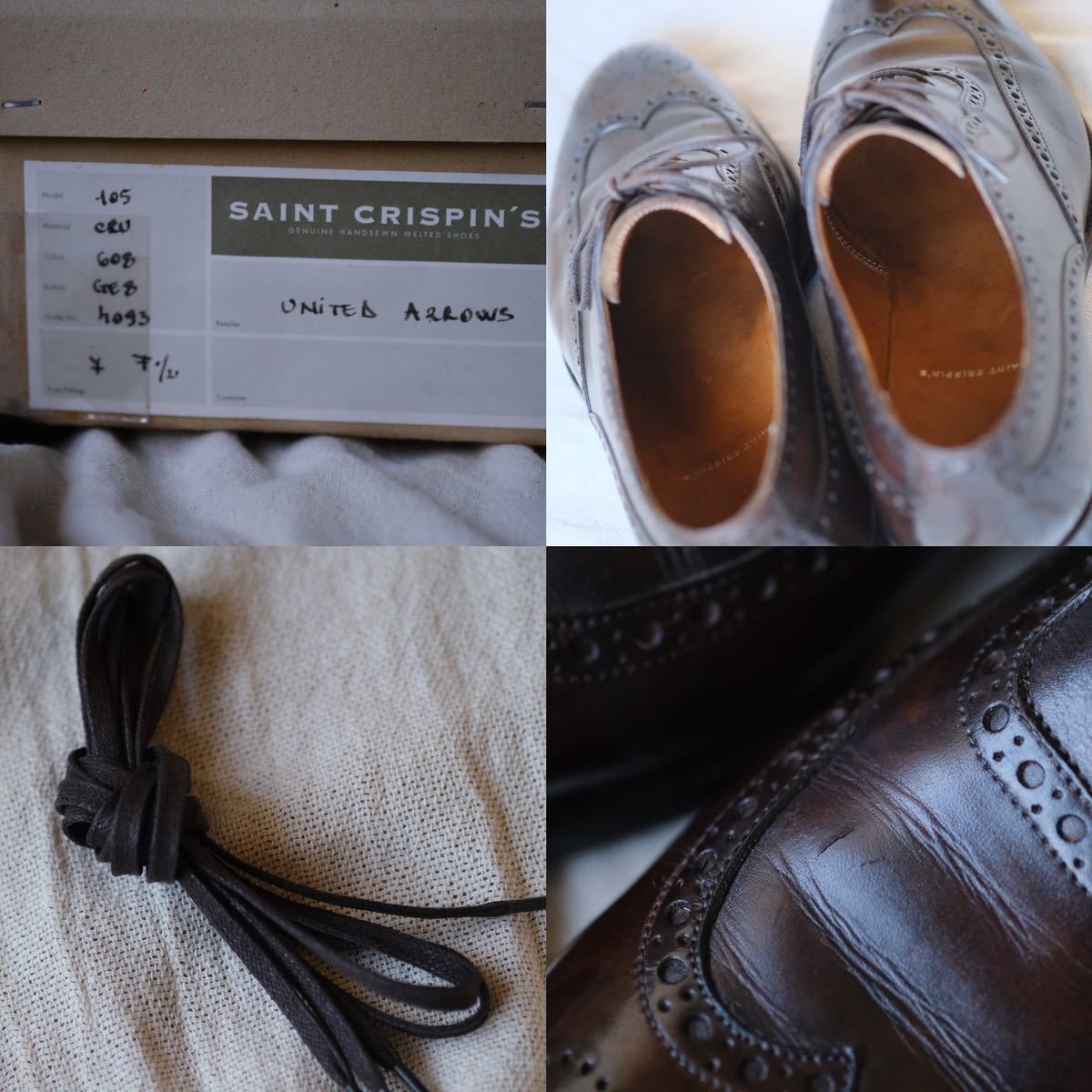 超希少美品Saint Crispin’s×UA別注 サンクリスピン フルブローグ 茶75F_画像10