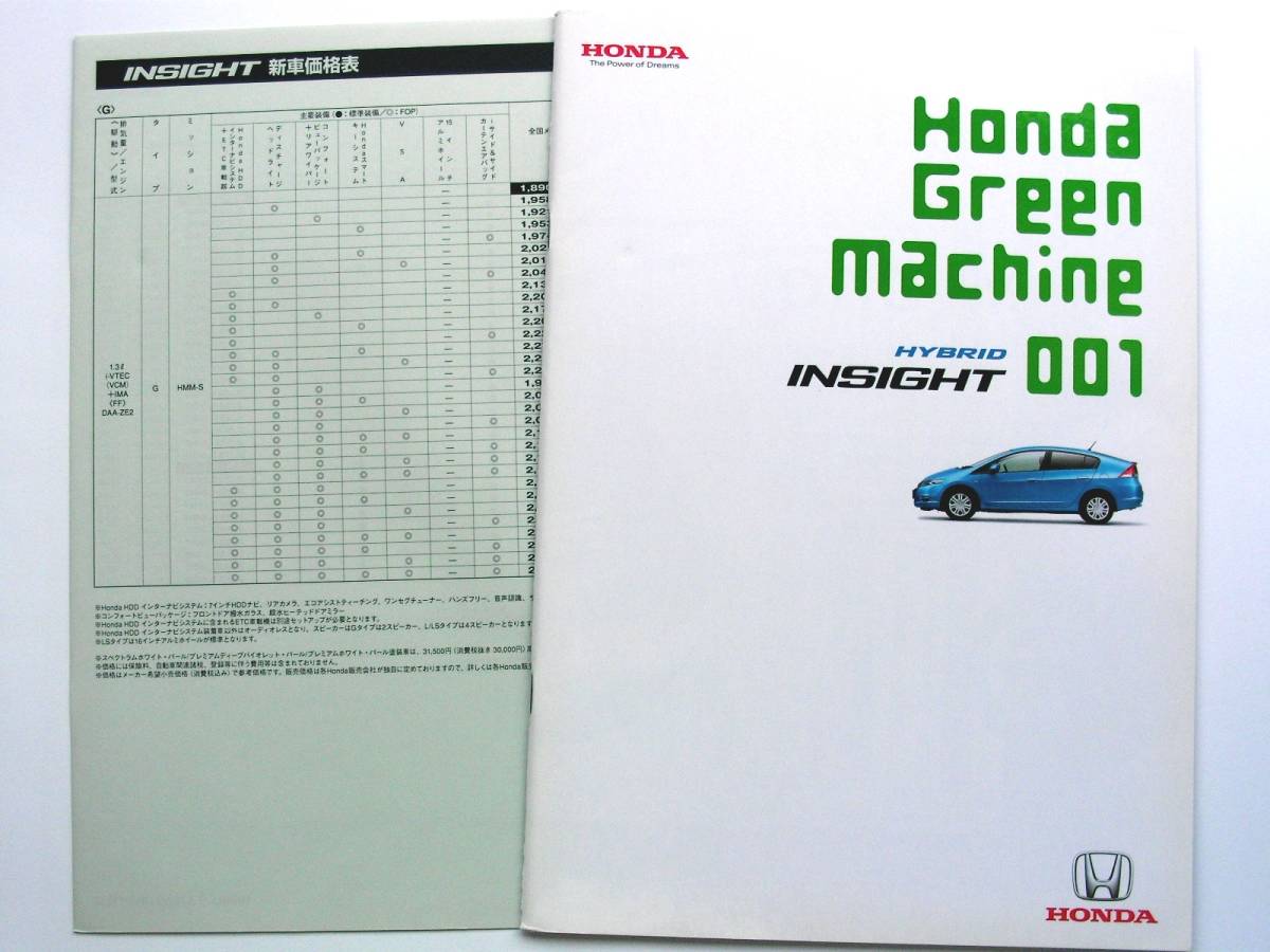 [ catalog ]1528O3= Honda Insight model ZE2 with price list .2 point set *2010 year 1 month 