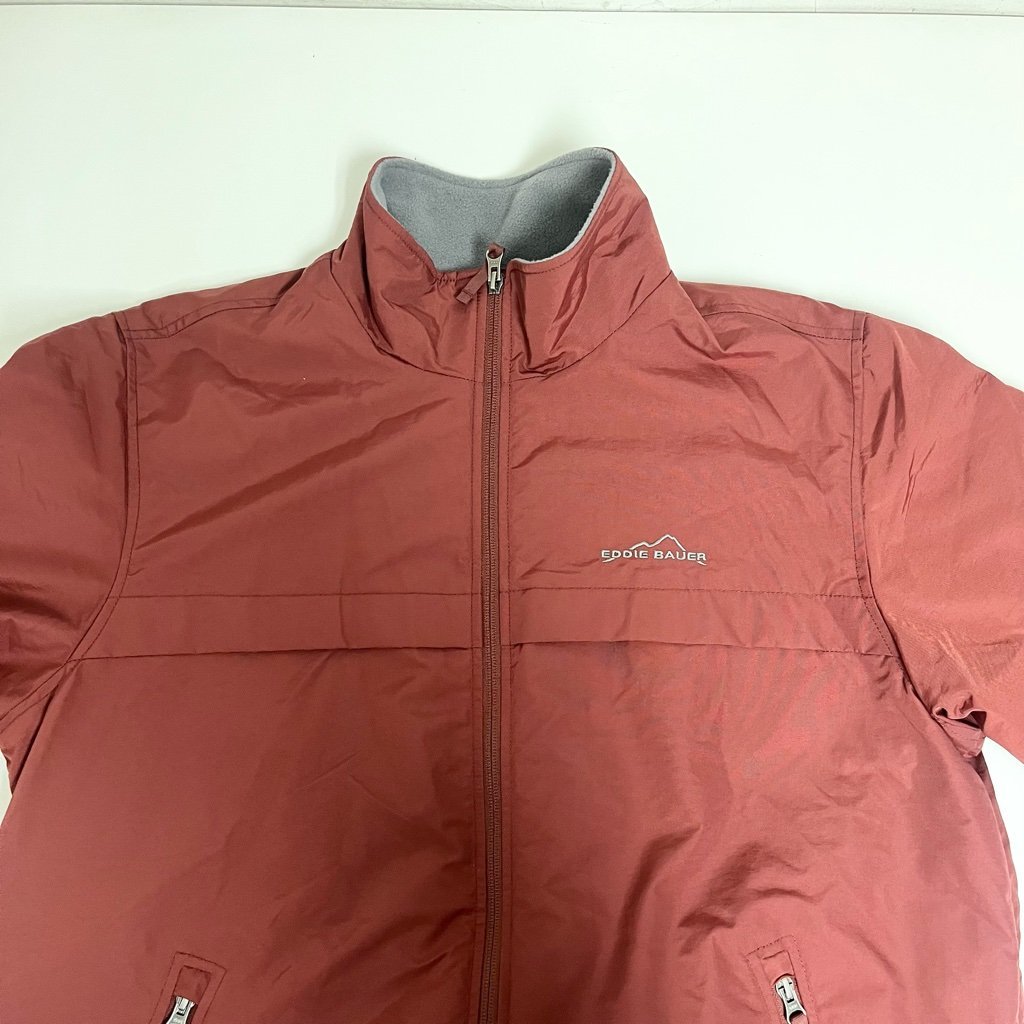 Eddie Bauer 裏フリース ナイロンジャケット Lサイズ エンジ エディー・バウアー digjunkmarket_画像4