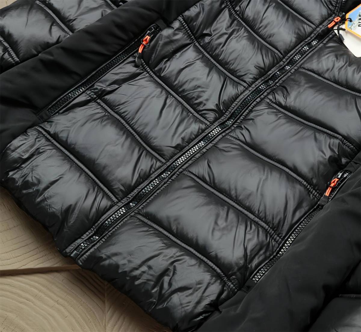 XR20 ICEBERCフランス　中綿ジャケット　メンズ　冬　XL　防寒服　厚手　フェイクダウンジャケット　パーカー　ブルゾン　軽量 ブラック_画像5
