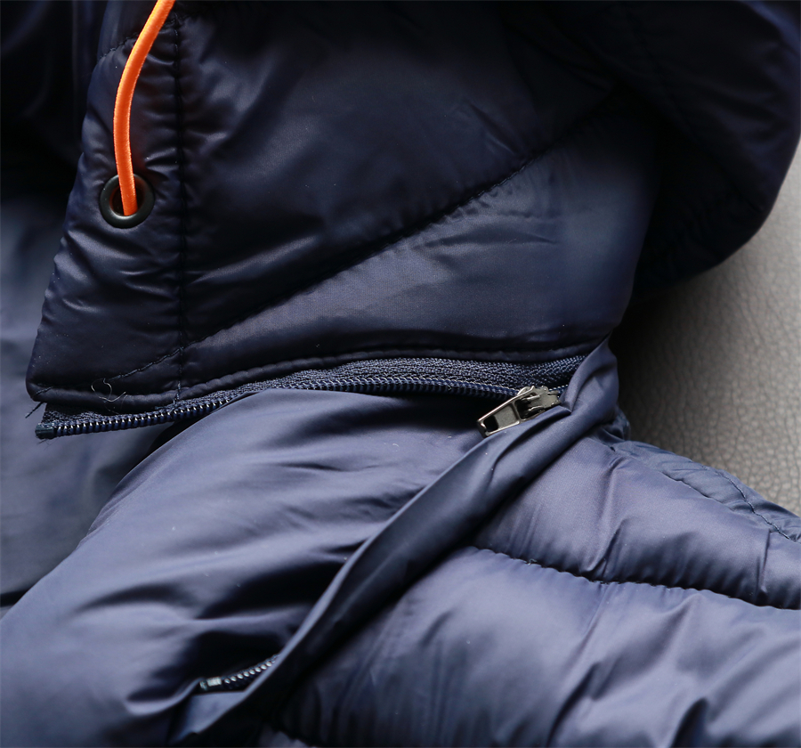 新品AS49-イギリス 中綿 ボリューム ジャケット メンズ 2XL(日本サイズでXL程度) 軽量 ジャンバー フード脱着 秋冬 フェイク-ダウン ブルー_画像6