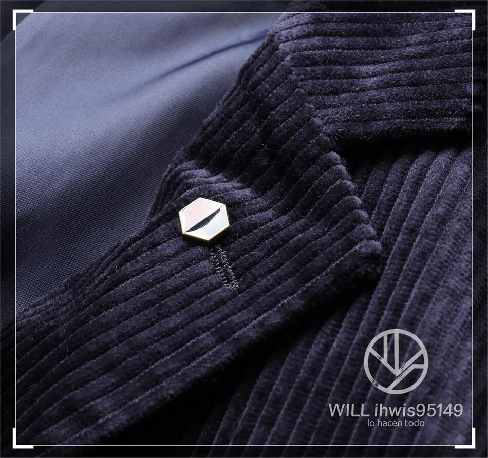 AS20　イギリス　テーラードジャケット　メンズ　XL(日本サイズでL程度)　スーツ　コーデュロイ　高品質　肉厚完売　紳士　ネイビー_画像5