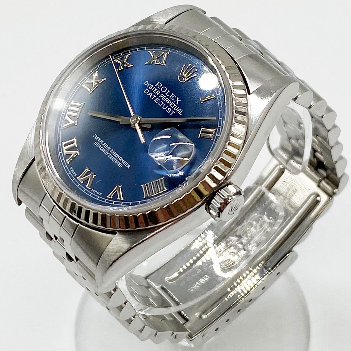 ROLEX ロレックス デイトジャスト 腕時計 時計 メンズ ファッション シルバー ブルー ネイビー 16234 USED_画像3