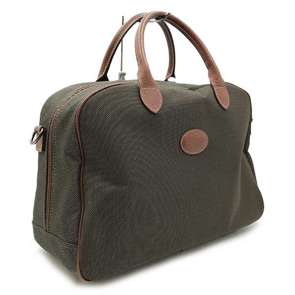 セール 美品 Longchamp ロンシャン ボストンバッグ バッグ 旅行鞄 ブラウン カーキ系 キャンバス メンズ レディース ファッション USED_画像4
