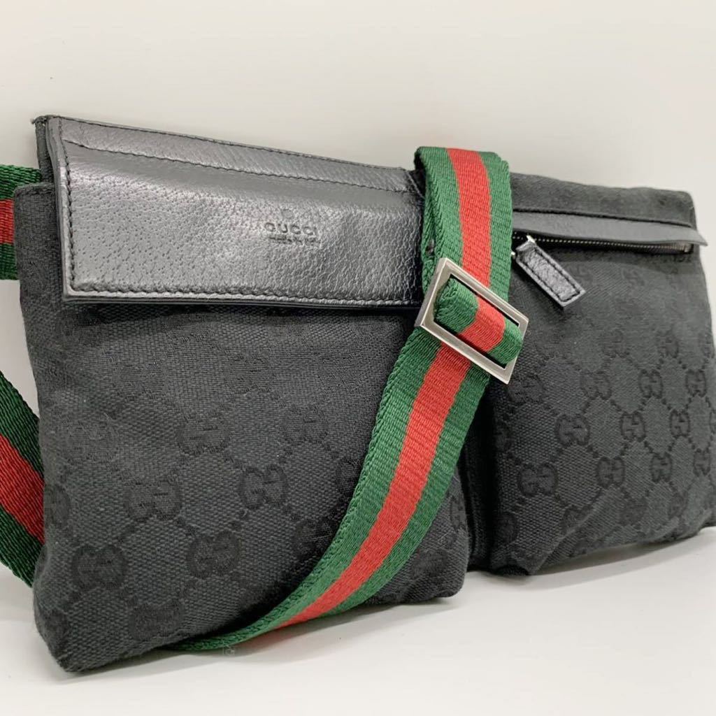 1円 極美品 GUCCI グッチ シェリーライン ボディバッグ ウエストポーチ