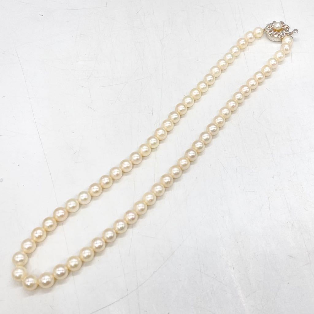 ■アコヤ本真珠ネックレス■f 重量約29.8g 約6.5~7mm珠 約43cm パール pearl necklace jewelry accessory silver EA0/EB0_画像4