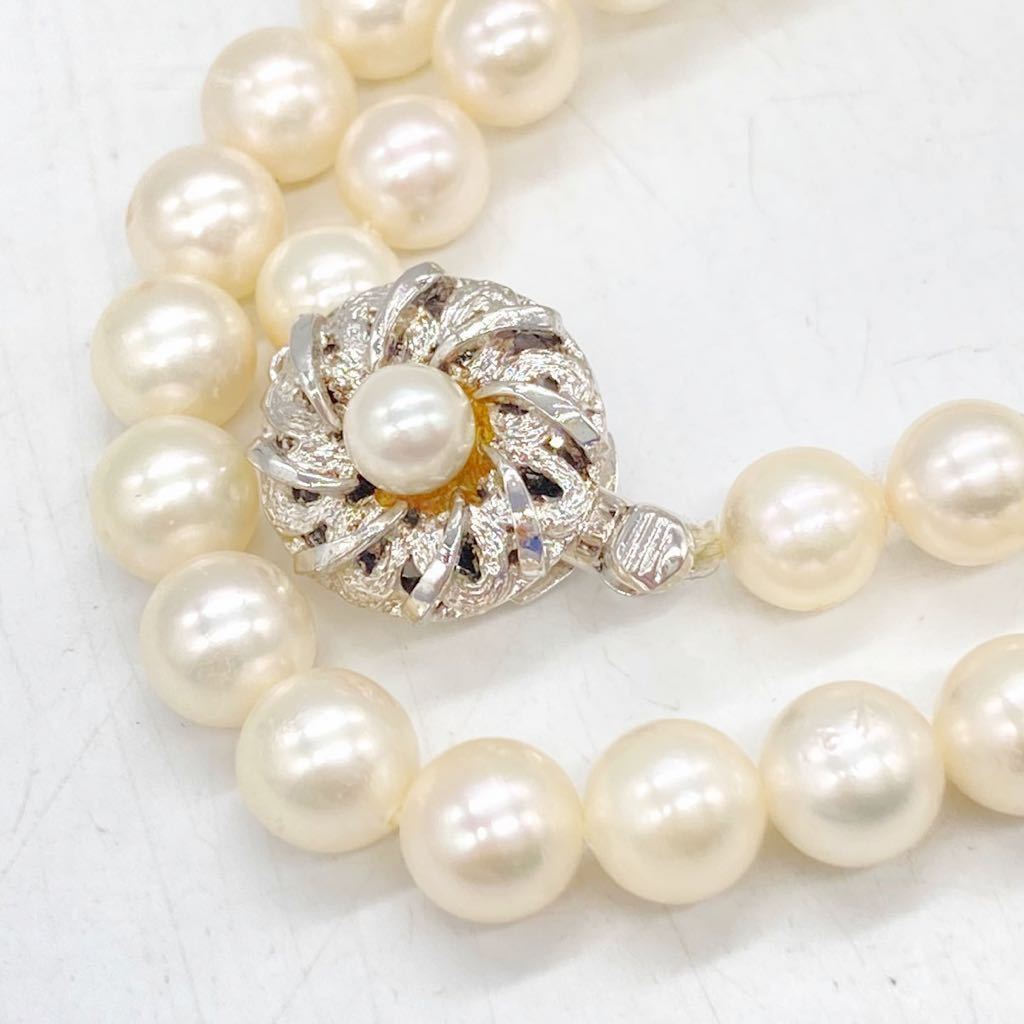 ■アコヤ本真珠ネックレス■f 重量約29.8g 約6.5~7mm珠 約43cm パール pearl necklace jewelry accessory silver EA0/EB0_画像1