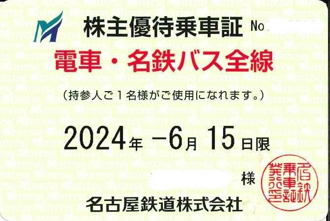 【名鉄】株主優待乗車証「電車名鉄バス」法人　名古屋鉄道株主優待　定期券タイプ　_画像1