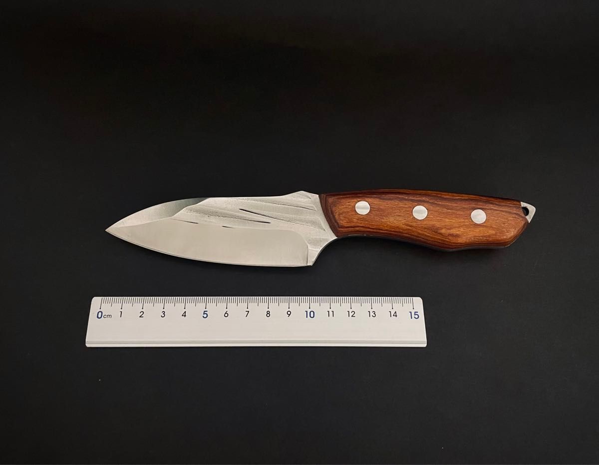 ナイフ　#033　シースナイフ　アウトドア　ブッシュクラフト　縦槌目