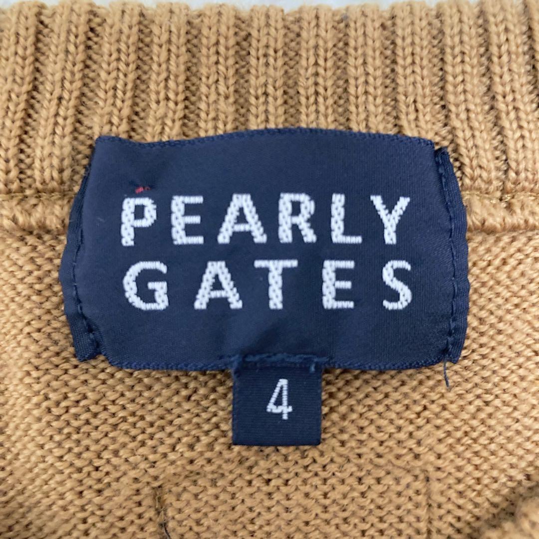 M~L相当●パーリーゲイツ ニット PEARLY GATES ケーブル 切替 リブ ロゴ ワッペン セーター 4 日本製 ゴルフ メンズ_画像8