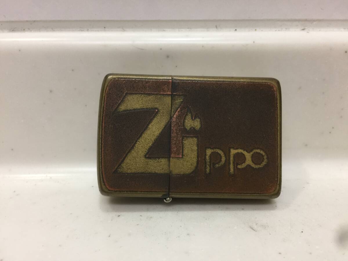 Zippo　ジッポー　ロゴ　SOLID BRASS　ソリッドブラス　銅板張り　1983年製　ヴィンテージ　　　T454　　　　KJ1_画像1