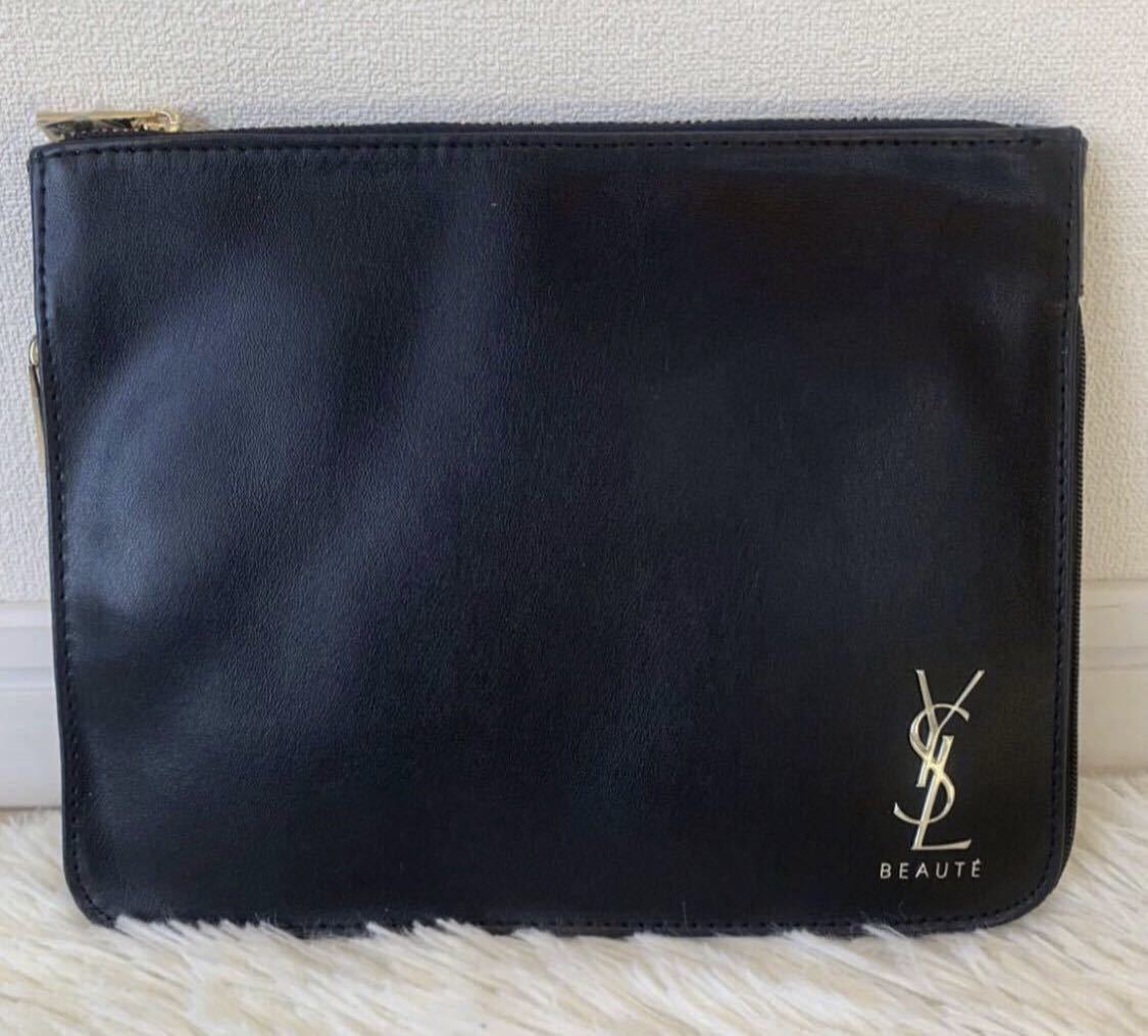 1円 新品未使用 YVES SAINT LAURENT YSL イヴサンローラン セカンドバッグ クラッチバッグ ロゴ レザー メンズ ゴールド_画像2