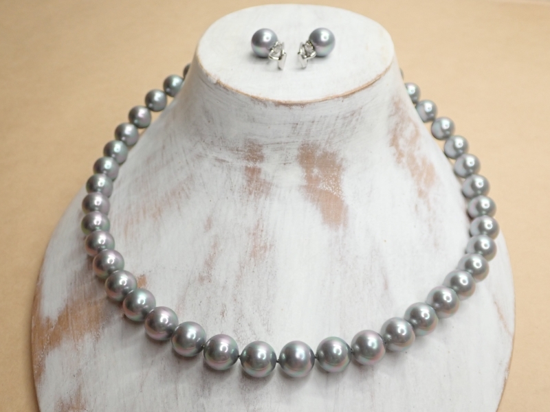 N772　ヴィンテージ ネックレス MAJORICA マジョリカパール 10mmサイズ イヤリングセット 925 SILVER アクセサリー Vintage necklace_画像2