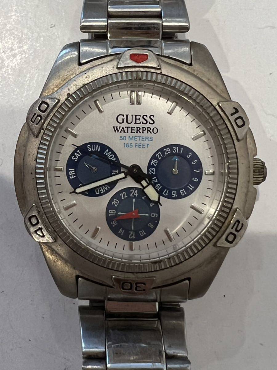 GUESS ゲス WATERPRO 腕時計 50 METERS 165 FEET 動作未確認 ジャンク品_画像2