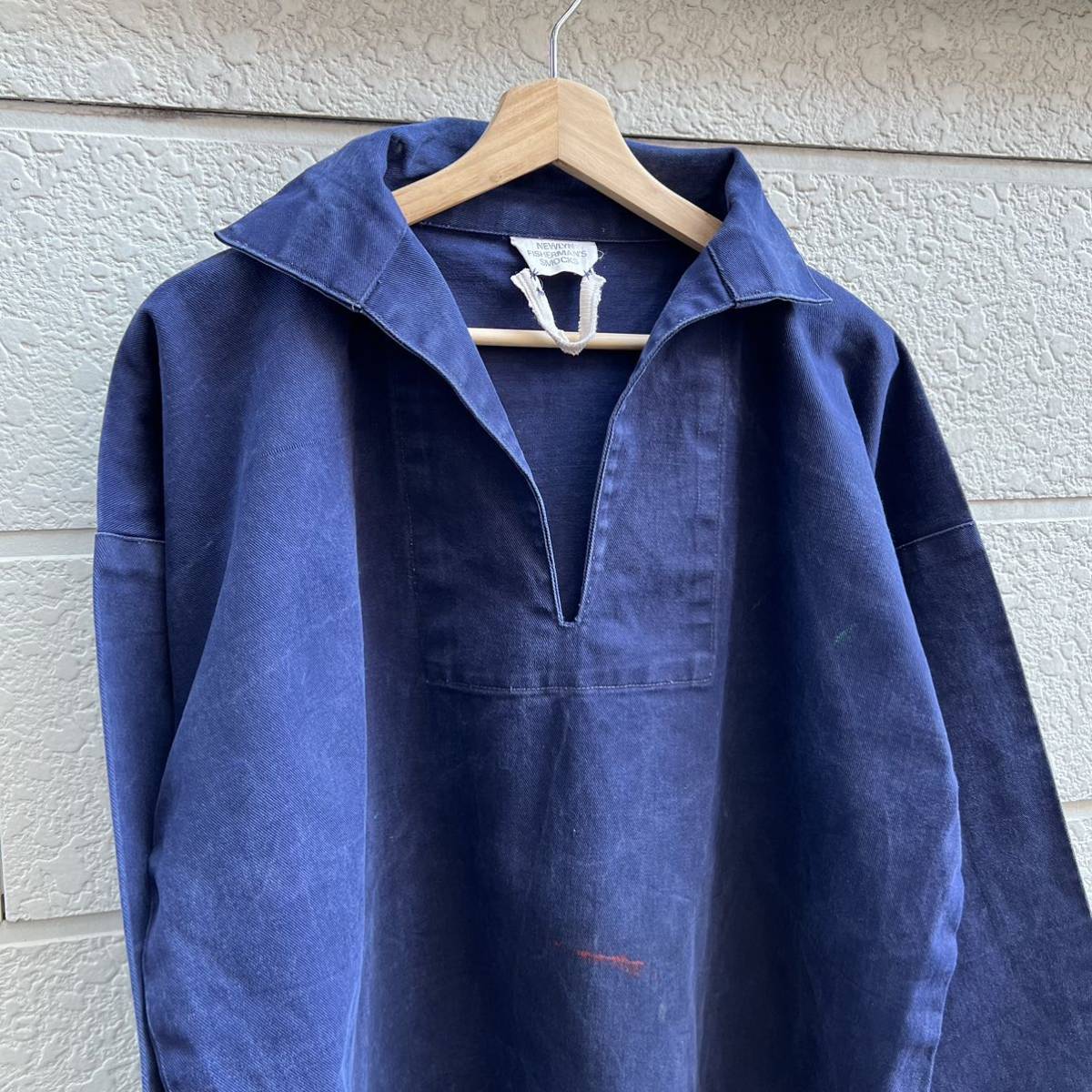 USED ユーロ古着 フィッシャーマンスモック プルオーバーシャツ コットン ネイビー NEWLYN FISHERMAN'S SMOCKS euro vintage ヴィンテージ_画像3