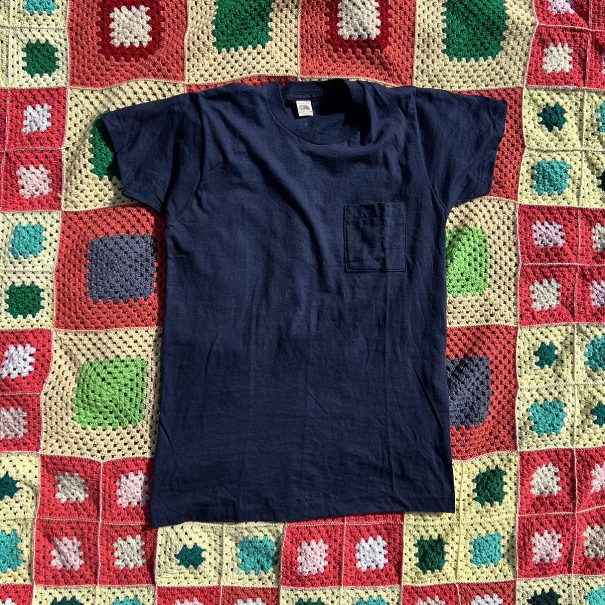 80s USA製 デッドストック ポケットTシャツ フルーツオブザルーム FRUIT OF THE LOOM ポケT アメリカ製 パック vintage ヴィンテージ A-②_画像7