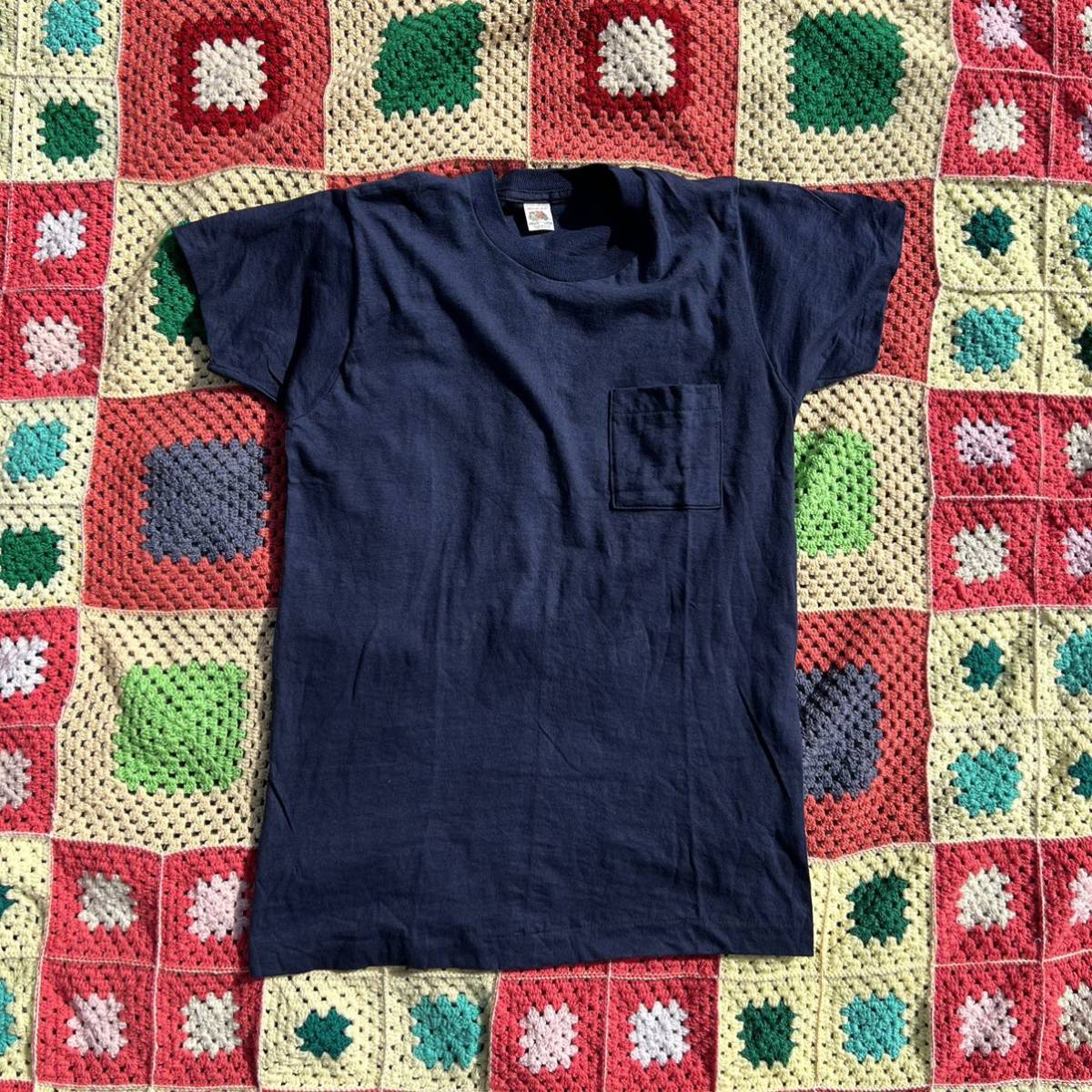 80s USA製 デッドストック ポケットTシャツ フルーツオブザルーム FRUIT OF THE LOOM ポケT アメリカ製 パック vintage ヴィンテージ B-⑧_画像7