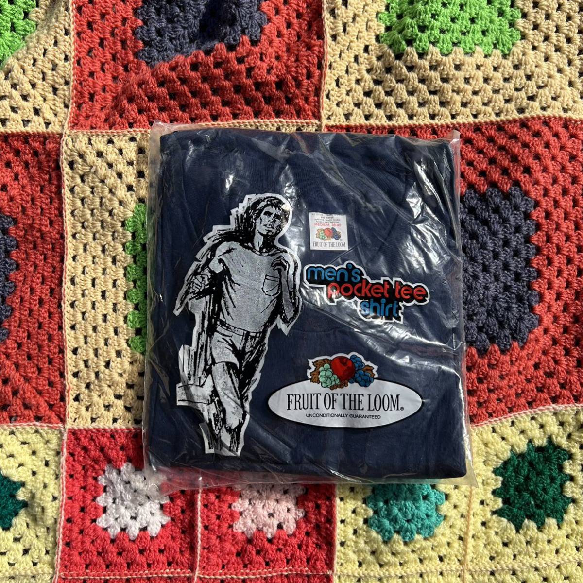 80s USA製 デッドストック ポケットTシャツ フルーツオブザルーム FRUIT OF THE LOOM ポケT アメリカ製 パック vintage ヴィンテージ B-⑧_画像2