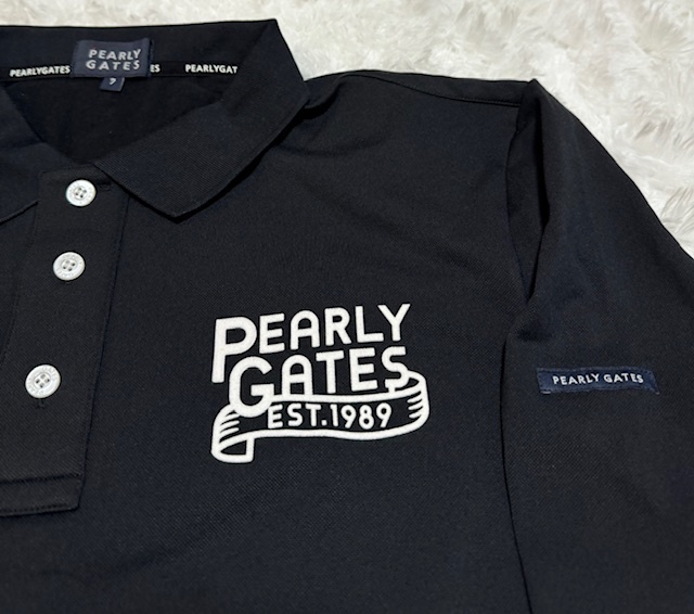 ・未使用 正規品・PEARLY GATES　パーリーゲイツ PGプリント ストレッチ ボタンダウン長袖Tシャツ　裏起毛　保温防寒　7号XXLサイズ　黒_画像3