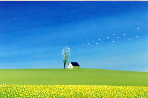 メルヘン画家　葉祥明額付ミニアート「春の風」在庫限りです。_画像1
